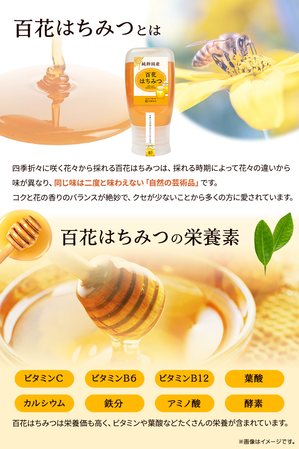 百花はちみつ 国産100% 非加熱 無添加 純粋蜂蜜 280g