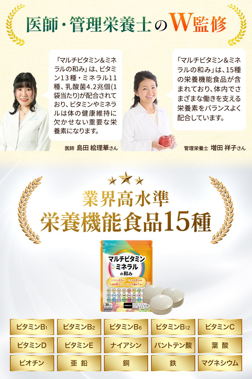 マルチビタミン & マルチミネラルの和み サプリメント 30日分 90粒