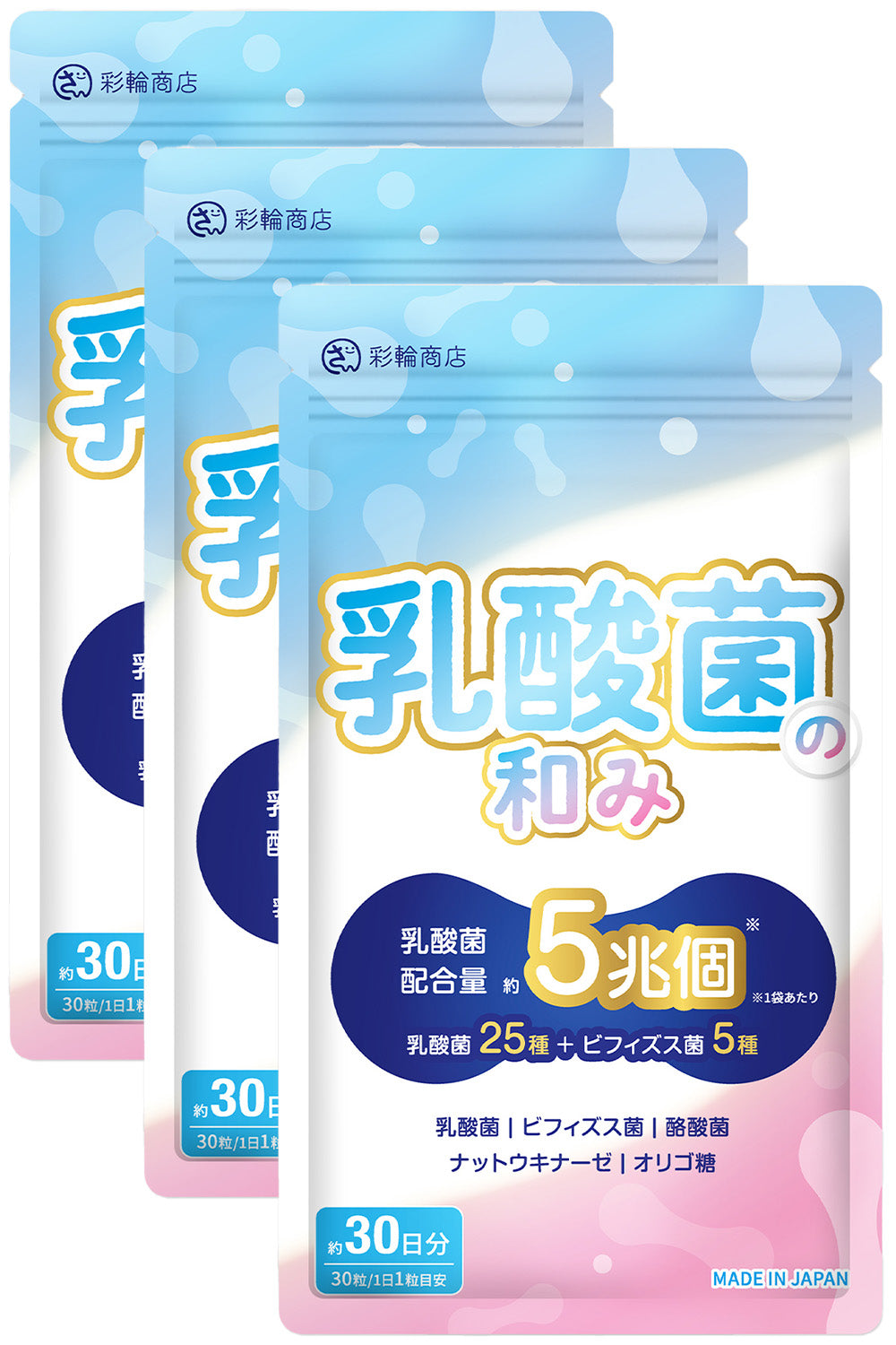 乳酸菌の和み 乳酸菌 ビフィズス菌 酪酸菌 サプリ 約30日分 国内製造