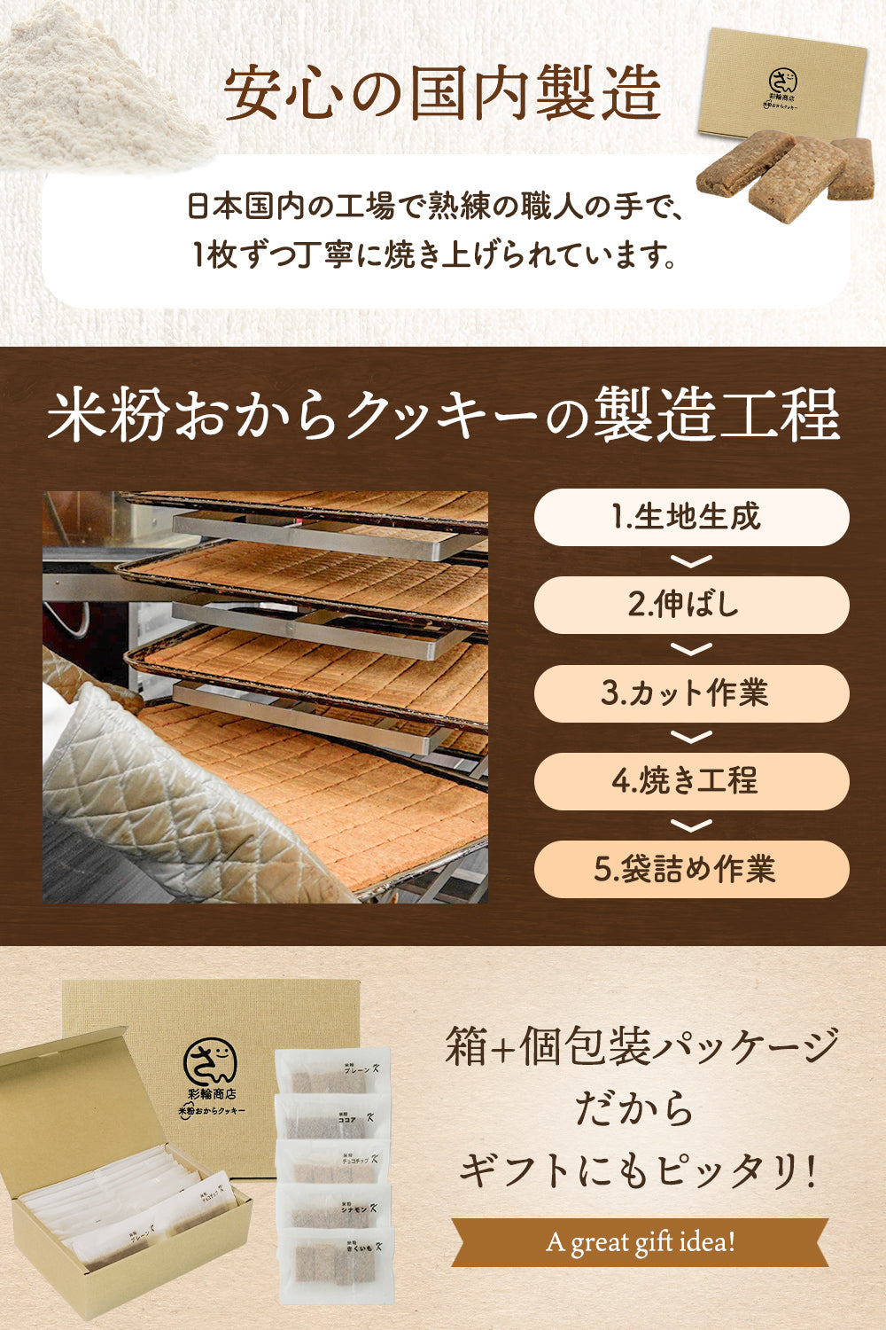 米粉おからクッキー グルテンフリー  5種の味 100枚入り
