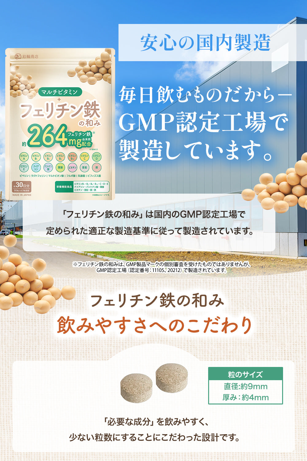 フェリチン鉄の和み サプリ マルチビタミン 鉄分 乳酸菌 60粒 30日分